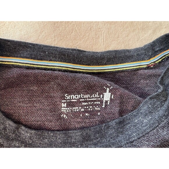 Smartwool Mens M Gray Red Intraknit 200 Thermal Merino Base Layer Crew T-Shirt - Picture 5 of 9